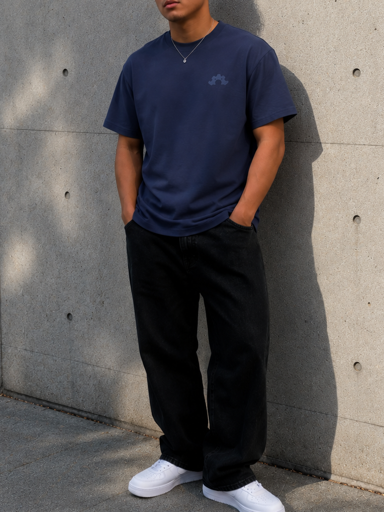 DOD BOXY TEE - Stone Navy