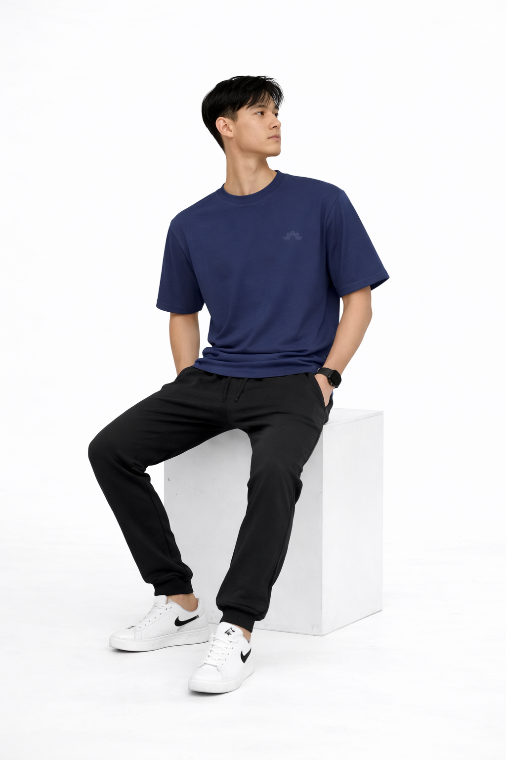 DOD BOXY TEE - Stone Navy