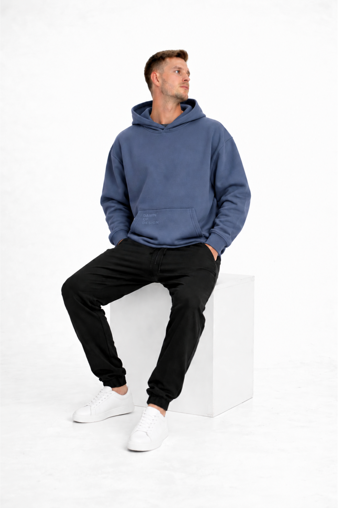 DEFAULT ED. OVERSIZE HOODIE - Stone Blue